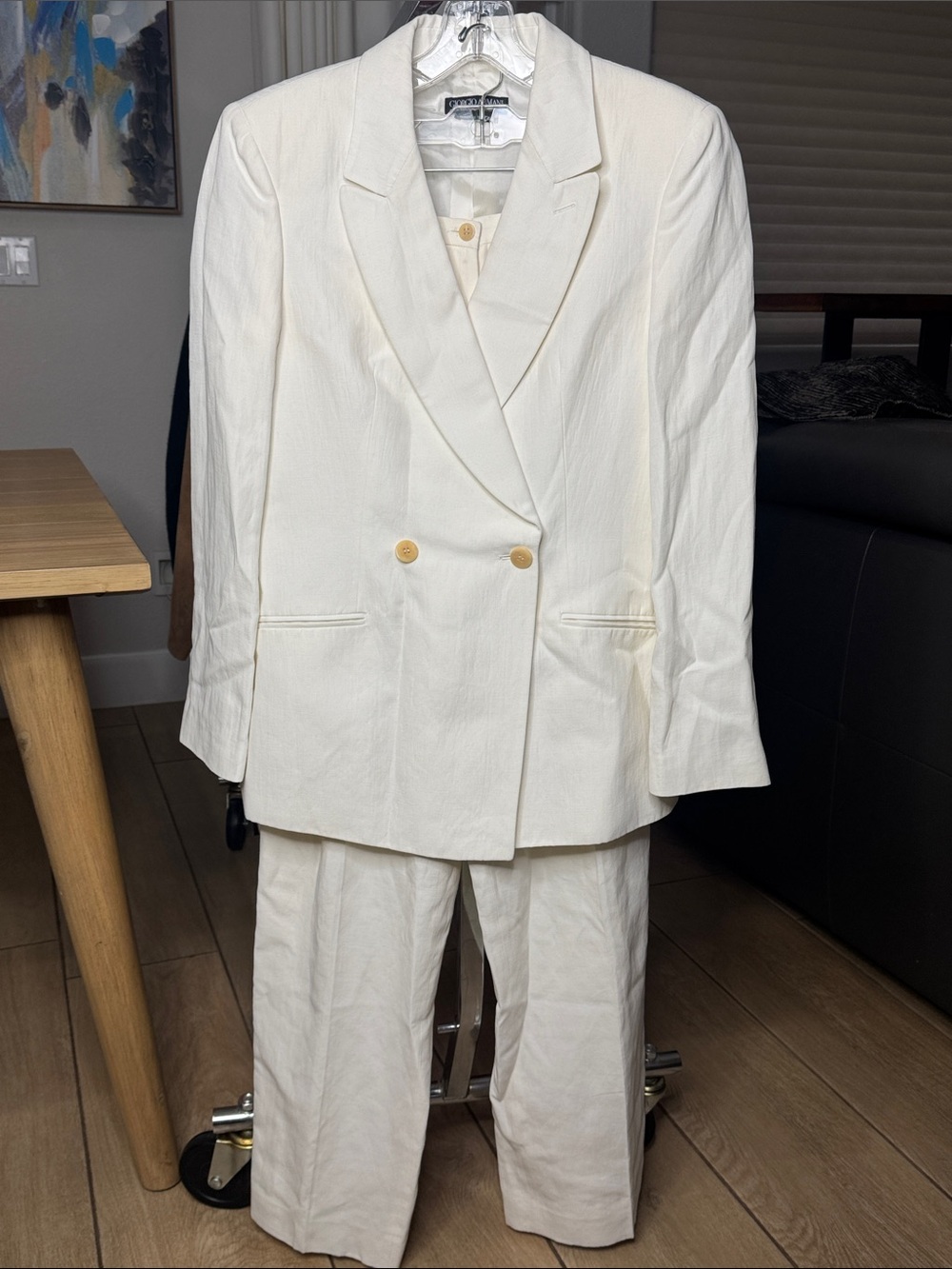 Giorgio Armani Women's Cream Wide-Leg Pantsuit